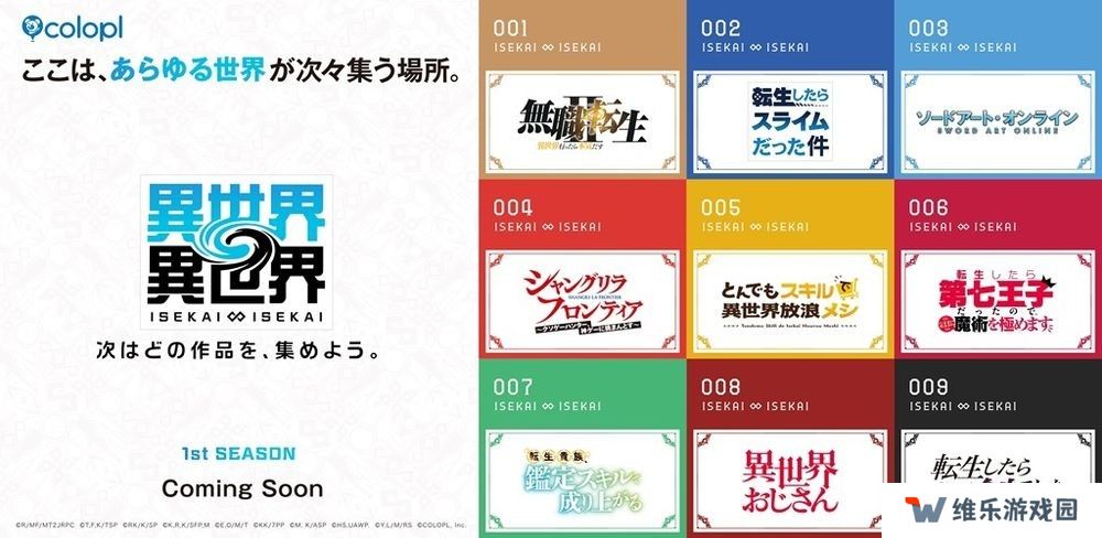 COLOPL异世界题材新作游戏《异世界∞异世界》公布1st SEASON 登场动画作品